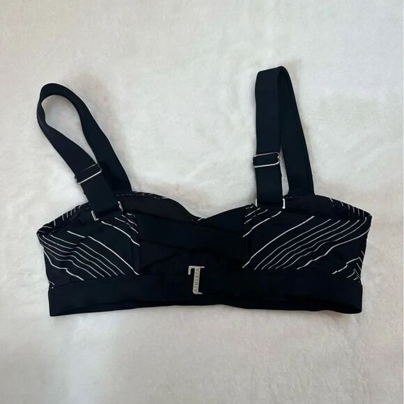 Athleta Black White Chevron Quick Dri Bikini Top Women's Size 32 B/C - Picture 4 of 7